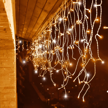 Instalatie De Craciun Tip Perdea, 12 M, 300 LED -uri, Pentru Exterior/Interior, Fir Alb, Culoare Alb Cald [6]