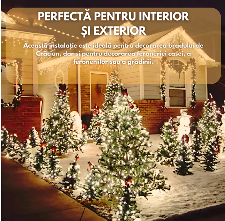 Instalatie de Craciun Tip Rola, 480 Becuri LED Alb, 100 m Liniari, pentru Interior/Exterior, Alb Cald [4]
