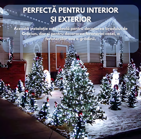 Instalatie de Craciun Tip Rola, 480 Becuri LED Alb, 100 m Liniari, pentru Interior/Exterior, Alb rece [6]