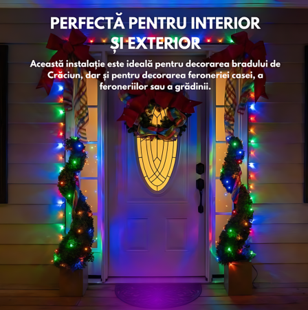 Instalatie de Craciun Tip Rola, eSimplu®, 480 Becuri LED, 100 m Liniari, pentru Interior/Exterior, Multicolor [3]