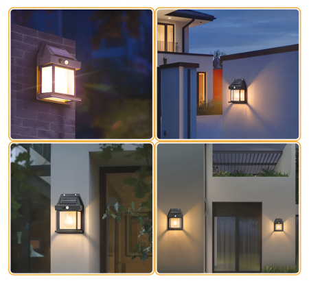 Lampa Solara de Exterior cu Bec, 3 Moduri de Functionare, Senzori de Miscare si Lumina, Stare de Veghe, Lumina Calda, Rezistenta la Apa, Negru [4]