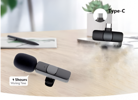 Microfon Wireless Lavaliera, compatibil cu Dispozitivele Android, Portabil, Mufa Conectare USB-C, potrivit pentru Inregistrari, Transmisii Live, TikTok, Instagram, YouTube, Negru [6]