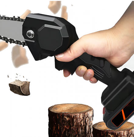 Mini fierastrau 700W cu Lant Electric Portabil, 36 V, 4500mAh, 2 Acumulatori, 2 Lanturi, Negru, Dimensine Lama 11 cm [7]