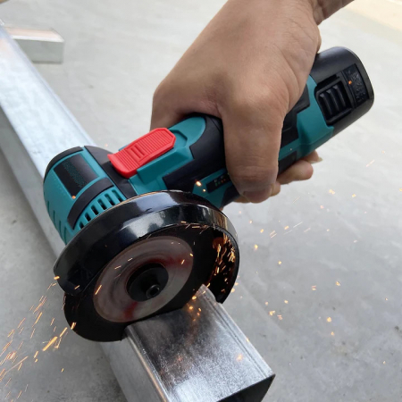 Mini Polizor Flex Unghiular Portabil,  2 acumulatori 12V, 750W, 1500 mAh, 19500 rpm, 2 discuri 76 mm, Autonomie Mare, Verde/Negru [5]