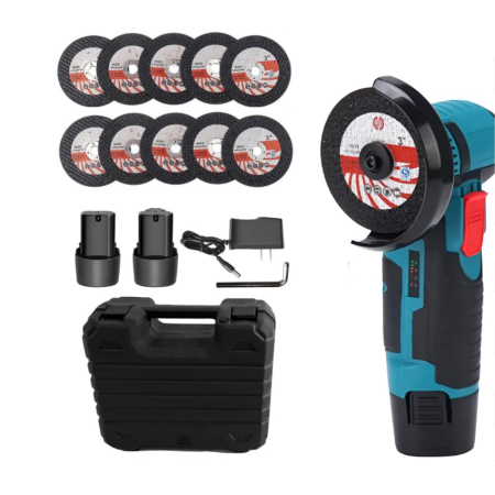 Casa & Gradina - Mini Polizor Flex Unghiular Portabil, eSimplu®, 2 Acumulatori, 1500W, 3000 mAh, 19500 rpm, 10 Discuri Incluse, Cutie de Transport