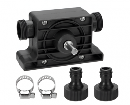 Accesorii auto exterioare & interioare - Pompa Transfer Lichide, Actionata de Bormasina, Carcasa din Plastic si Adaptori Cupla Rapida, Instalare Usoara, Negru