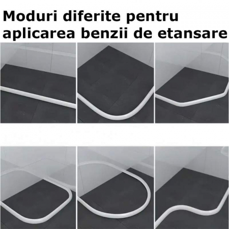 Prag de dus autoadeziv, eSimplu®, flexibil, pentru baie sau bucatarie, silicon, rezistent la mucegai, impermeabila, albastru, 1.5 m [3]