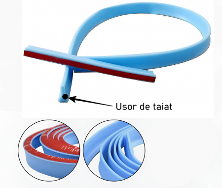 Prag de dus autoadeziv, eSimplu®, flexibil, pentru cabina de dus, silicon, rezistent la mucegai, impermeabil, albastru, 2 m [1]