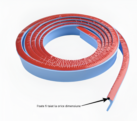Prag de dus autoadeziv, flexibil, pentru cabina de dus, rezistent la mucegai, impermeabil, silicon, albastru, 1.5 m, model 90° [3]