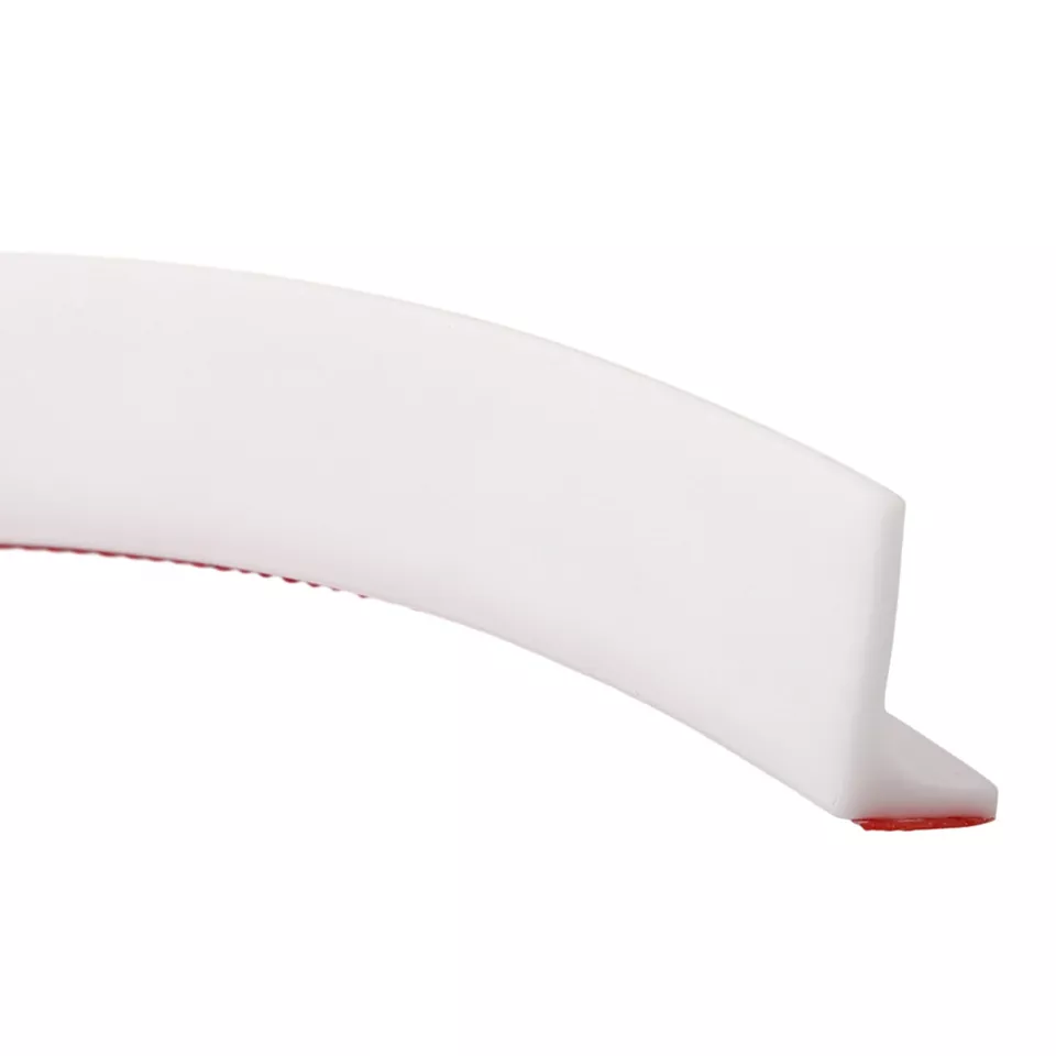 Casa & Gradina - Prag de dus autoadeziv, flexibil, pentru cabina de dus, rezistent la mucegai, silicon, impermeabil, alb, 1 m, model 90°