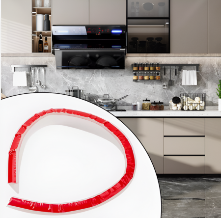 Prag de dus autoadeziv, flexibil, pentru cabina de dus, silicon, rezistent la mucegai, impermeabil, alb, 2 m, model 90° [2]