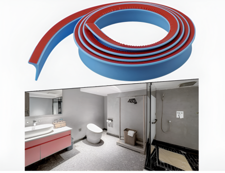 Prag de dus autoadeziv, flexibil, pentru cabina de dus, silicon, rezistent la mucegai, impermeabil, albastru, 2 m, model 90° [3]