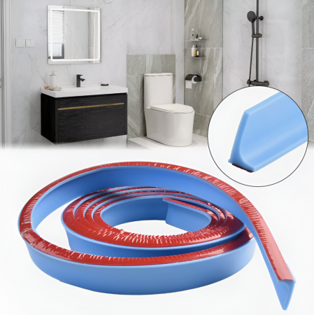 Prag de dus autoadeziv, flexibil, pentru cabina de dus, silicon, rezistent la mucegai, impermeabil, albastru, 2 m, model 90° [1]