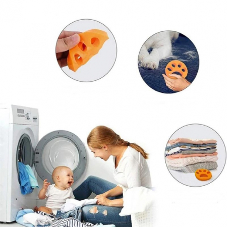 Set 3 captatoare scame si par animale, reutilizabile, ideale pentru masina de spalat, portocaliu [1]