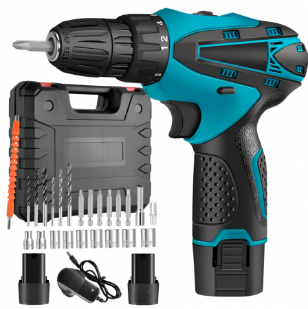 Set Bormasina Electrica cu 2 Acumulatori 24V, 24 de Accesorii, Incarcator Rapid Inclus, Cutie Transport [4]