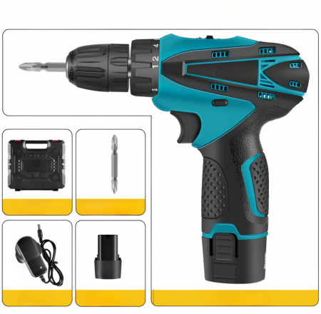Set Bormasina Electrica cu 2 Acumulatori 24V, 24 de Accesorii, Incarcator Rapid Inclus, Cutie Transport [2]
