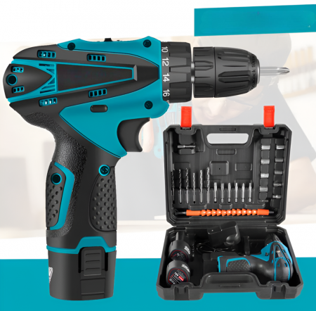 Set Bormasina Electrica cu 2 Acumulatori 24V, 24 de Accesorii, Incarcator Rapid Inclus, Cutie Transport [5]