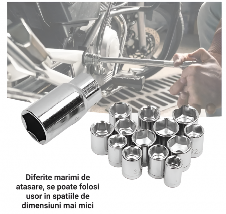Set Instrumente de Reparatii Auto, Pentru Repararea Motocicletei si Masinilor, 40 Bucati Chei Tubulare, Surubelnita [5]
