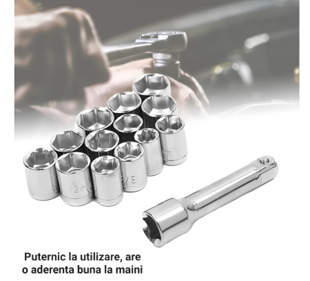 Set Instrumente de Reparatii Auto, Pentru Repararea Motocicletei si Masinilor, 40 Bucati Chei Tubulare, Surubelnita [7]