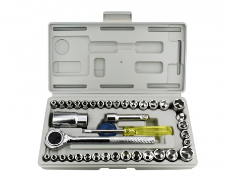 Scule multifunctionale si accesorii - Set Instrumente de Reparatii Auto, Pentru Repararea Motocicletei si Masinilor, 40 Bucati Chei Tubulare, Surubelnita