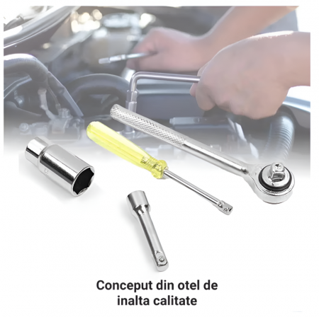 Set Instrumente de Reparatii Auto, Pentru Repararea Motocicletei si Masinilor, 40 Bucati Chei Tubulare, Surubelnita [4]