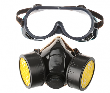 Curatenie, Oragenizare si Depozitare - Set Ochelari si Masca de Protectie, Pentru Lucrul in Mediu Chimic, 2 Filtre de Carbon Activ, Protectie Impotriva Vaporilor, Vopselei sau Prafului, Negru