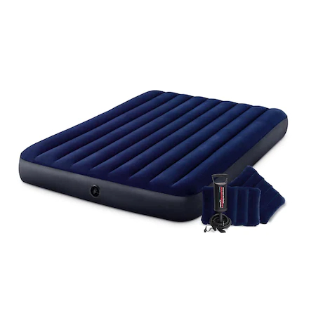Set Saltea gonflabila Intex, pentru camping, 2 persoane, pompa manuala, 2 perne gonflabile, 200 x 150 x 25 cm [1]