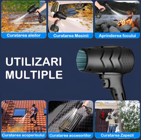 Suflanta Aer Profesionala 48V, eSimplu®, cu 2 Acumulatori si incarcator inclus, Portabila, Performanta si Eficienta – Ideala pentru curatenie si gradina, Utilizare multipla, Negru [7]