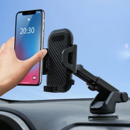 Suport Auto pentru Telefon, Montare pe Parbriz sau Bord, Reglare 360°, Universal, Negru [2]