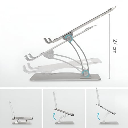 Suport pentru Laptop, Portabil, pentru Corectare Postura, Inclinabil, Pliabil, Ergonomic, Aluminiu [12]