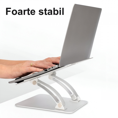 Suport pentru Laptop, Portabil, pentru Corectare Postura, Inclinabil, Pliabil, Ergonomic, Aluminiu [8]