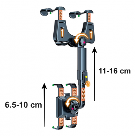Suport Telescopic de Telefon, Pentru Masina, Dimensiune Reglabila, Rotatie 360, Negru [6]