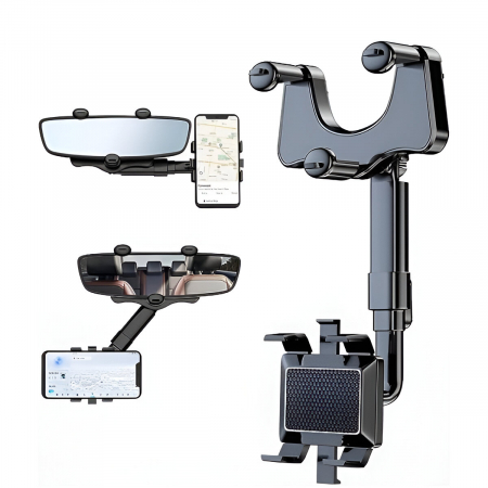 Laptop, Tablete & Telefoane - Suport Telescopic de Telefon, Pentru Masina, Dimensiune Reglabila, Rotatie 360, Negru