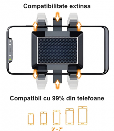 Suport Telescopic de Telefon, Pentru Masina, Dimensiune Reglabila, Rotatie 360, Negru [5]