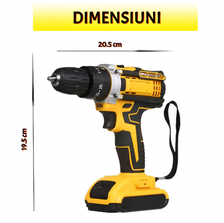 Trusa Masina de Gaurit si Insurubat, eSimplu®, 500W, Extra Accesorii 119 Piese, 2 Acumulatori 36V 8.0 Ah, Mandrina Rapida 13mm, 3000 RPM, 8000mAh, Statie Incarcare, Design Modern, Cutie transport [4]