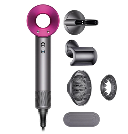 Casa & Gradina - Uscator de par Profesional Tip Supersonic, eSimplu®, Tehnologie Ionica, 5 Accesorii Magnetice incluse, 3 Trepte Viteza, 4 Setari Temperatura, Gri/Mov