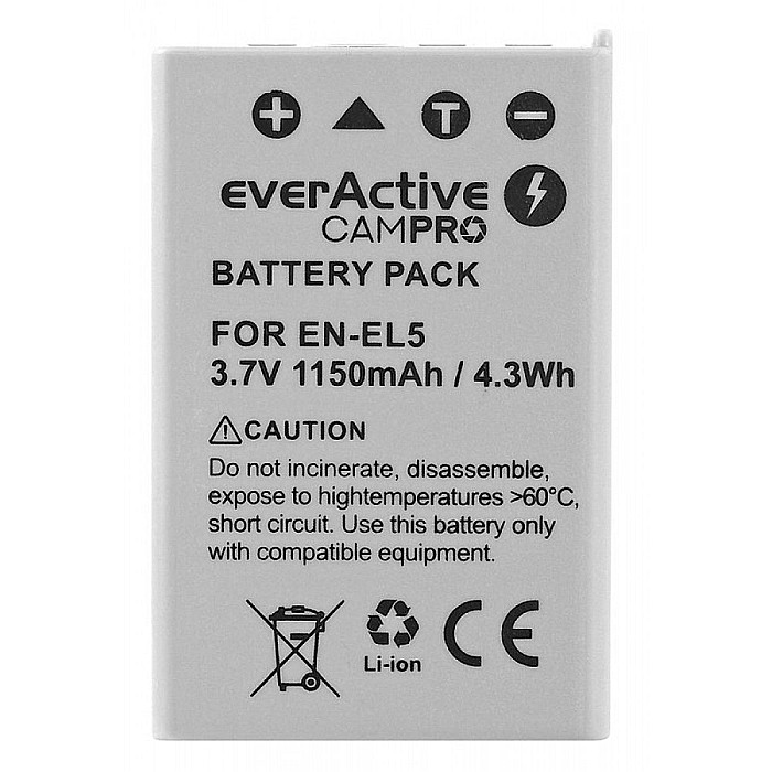 Acumulator camera Compatibil Nikon EN-EL5 3,7V 1150mAh Li-Ion EverActive CamPRO [2]