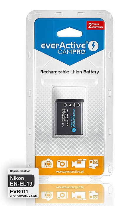 Acumulator Camera EverActive CamPRO EN-EL19 3,6V 700mAh Li-Ion Compatibil Nikon [3]