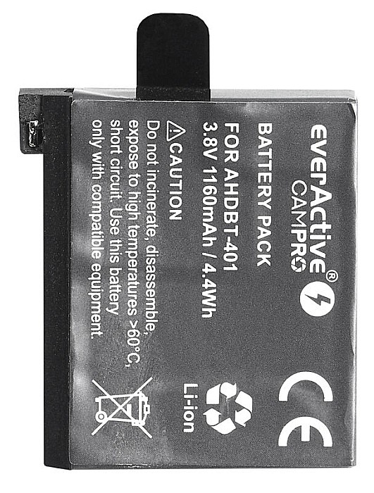 Acumulator Compatibil GoPro Hero 4 / 4 + / AHDBT-401 3,8V, 1160mAh Li-Ion EverActive CamPRO [2]