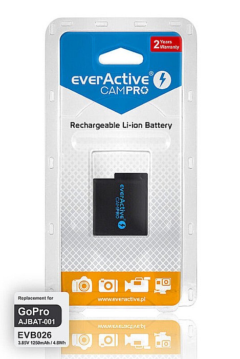 Acumulator Compatibil GoPro Hero 5 / 6 / 7 / 8 AABAT-001 / AHDBT-501 / AJBAT-001 3,85V 1250mAh Li-Ion EverActive CamPRO [4]