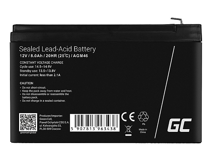 Acumulator stationar 12V 8Ah F2 AGM Green Cell AGM46 [4]