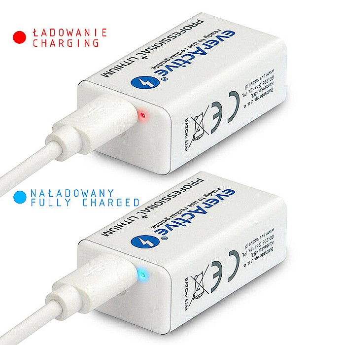 Acumulator tip 9V Li-ion 550mAh 1200 cicluri 6F22 cu incarcare directa la micro USB [3]