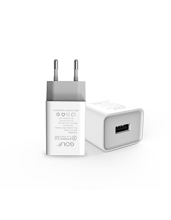 Alimentator (Incarcator) de la retea (230V) la 1 x QC USB 3A Fast Charge Alb GF-U206Q Golf [2]
