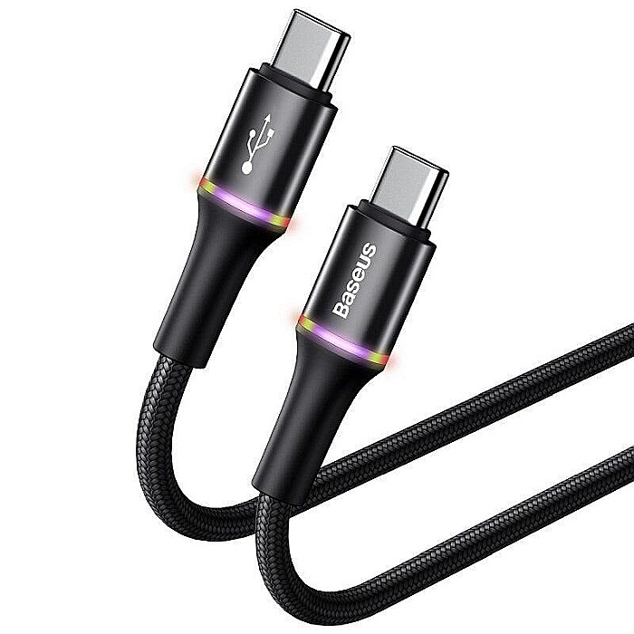 Cablu Baseus Halo USB Tip-C la Tip-C PD 2.0 60W 20V 3A 1m incarcare si date CATGH-J01 Negru [3]