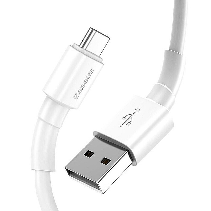 Cablu USB la USB Tip-C 3A Baseus Mini incarcare si date 1 metru alb CATSW-02 [3]