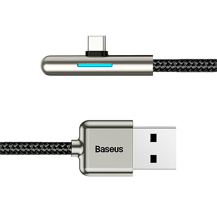 Cablu USB la USB Tip C Baseus Iridescent Lamp 90 and deg Elbow 4A 40W 1m CAT7C-B01 date si incarcare, negru [4]
