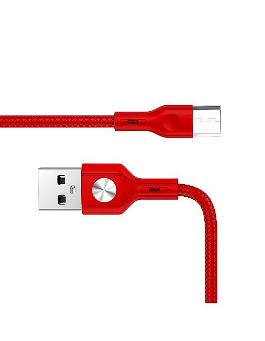 Cablu USB micro USB CD Leather Golf GC-60m ROSU [2]