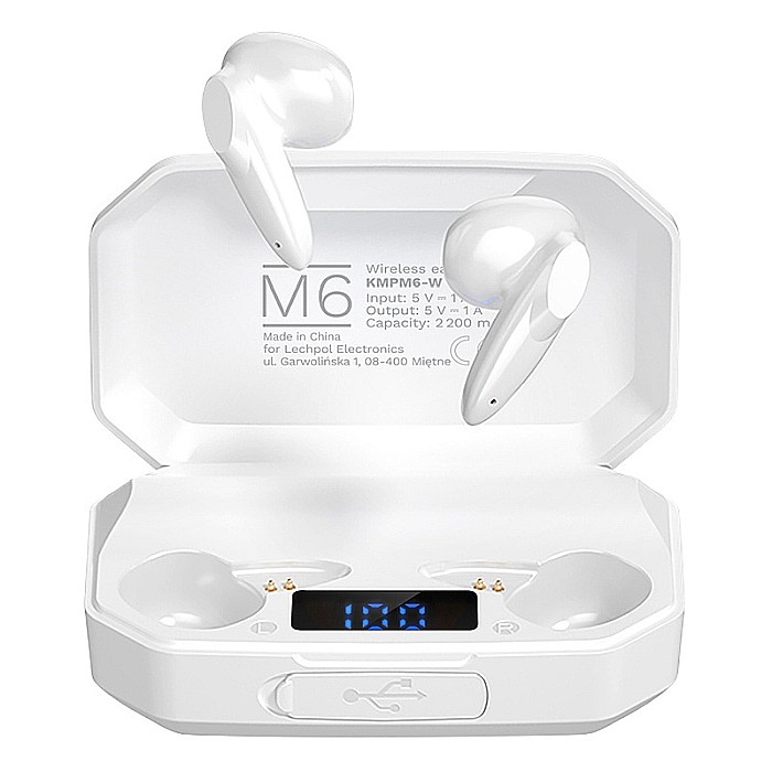 Casti wireless bluetooth 5.1 albe KrugerMatz M6 [2]