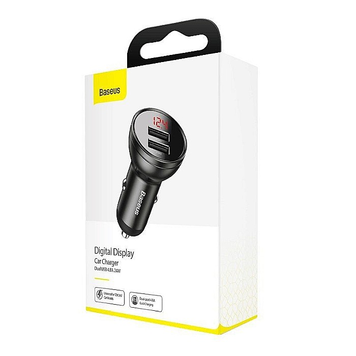 Incarcator Auto Baseus Digital Display Dual USB 4.8A 24W CCBX-0G Black [3]