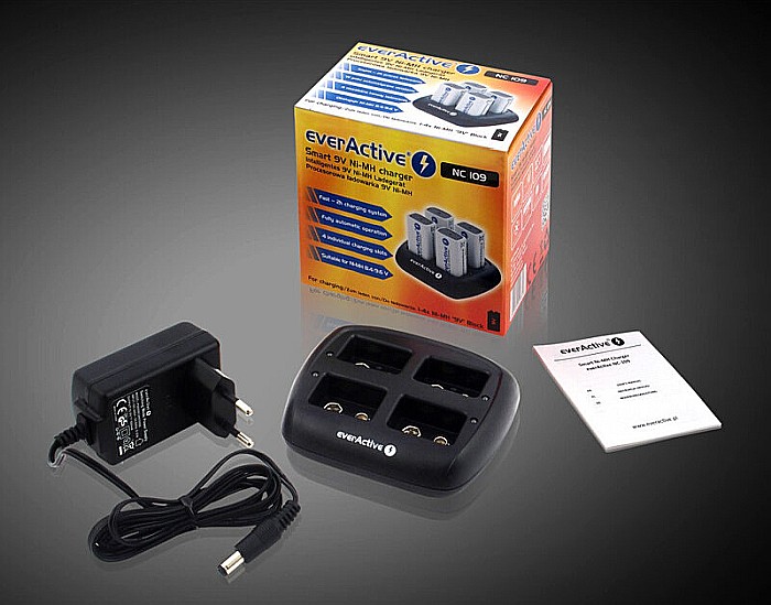 Incarcator EverActive NC-109 pentru acumulatori tip 9V 6LR61 6F22 4 canale de incarcare [3]